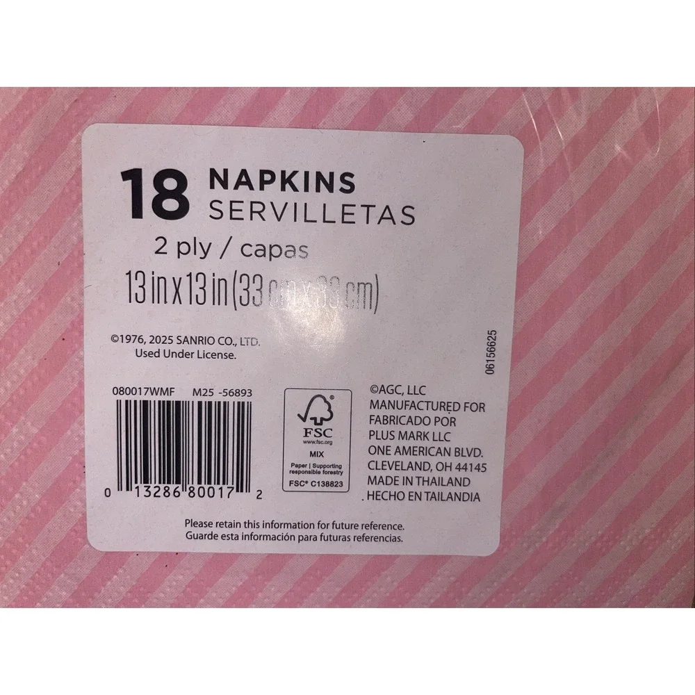 Hello Kitty Christmas Holiday Party Large‎ Tablecloths Pink Napkins Sanrio